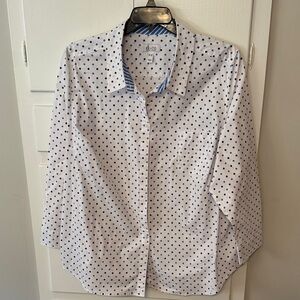 D&Co Women’s White Blouse with Blue Dots 3X